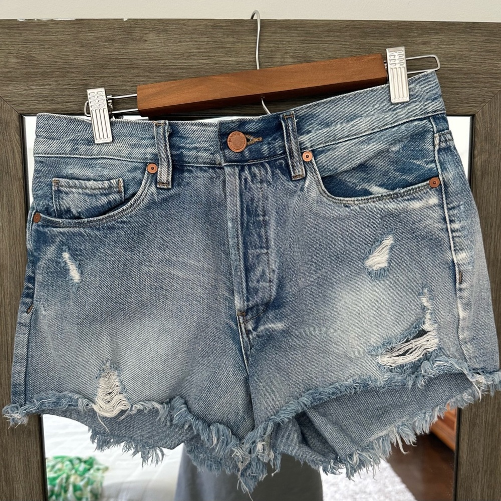 Blank NYC Light Blue Distressed Jean Shorts
